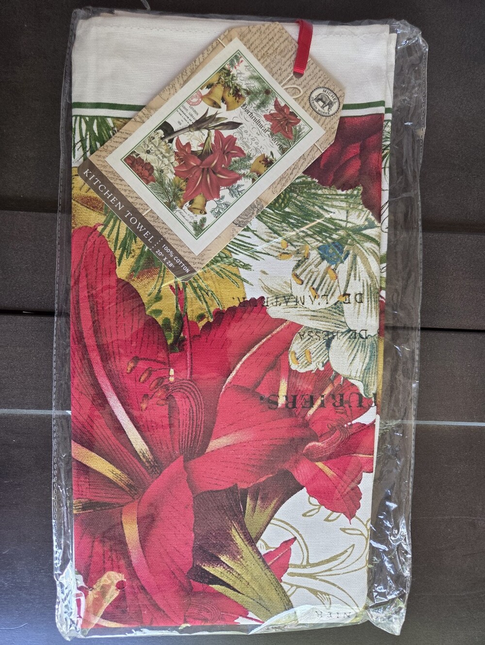 RETIRED Michel Design Works Joyous Christmas Cotton Kitchen Tea Towel #2 - NWT